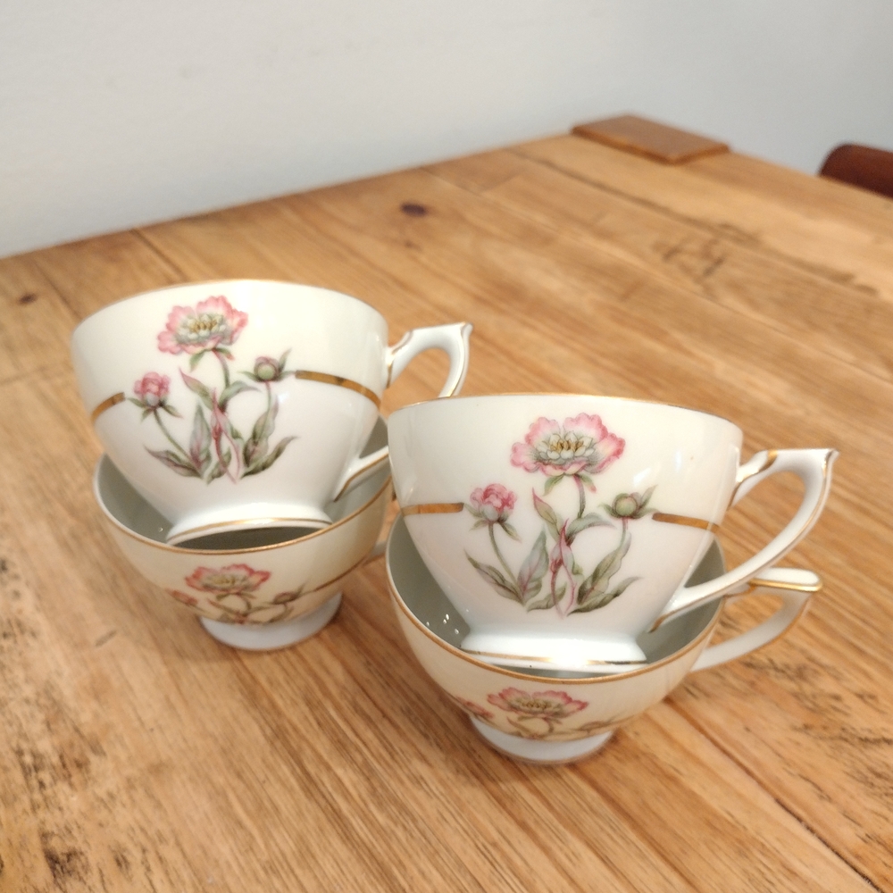Set of 4 Mikado China Harmony Teacups/ Occupied Japan Orphan Replacement Cups